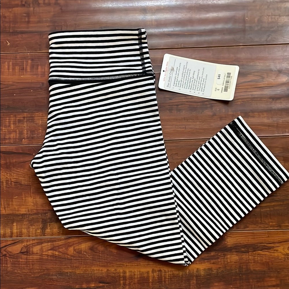 Lululemon Black and White Striped Cropped Leggings